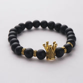 Crown Black Beads Bracelet 8mm